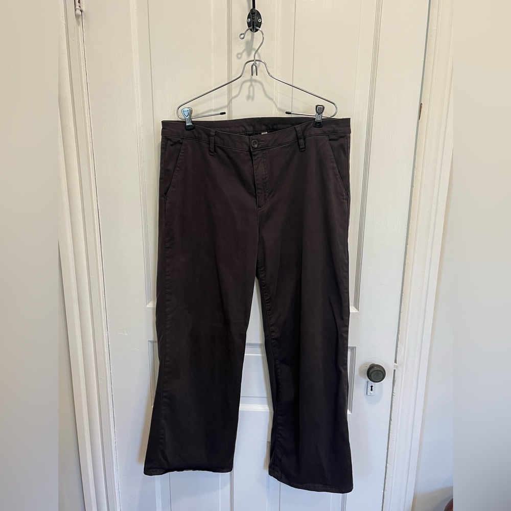 Kut From the Kloth Sz 14 Chocolate Brown Brushed Cotton Wide Leg Chino Pant